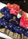 Neavy Blue Festive Wear Hand Work Cotton South Slub Dress Material 253